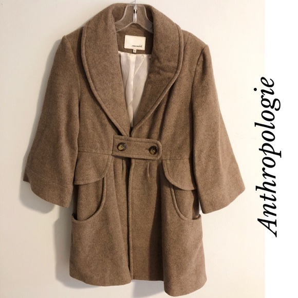 Anthropologie Jackets & Blazers - NEW Anthropologie Ensemble Brown Taupe Pea Coat